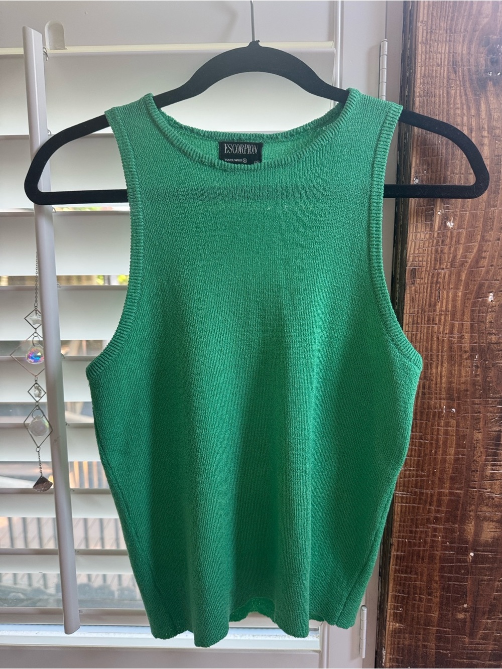 Green Ribbed Knit Tank Top